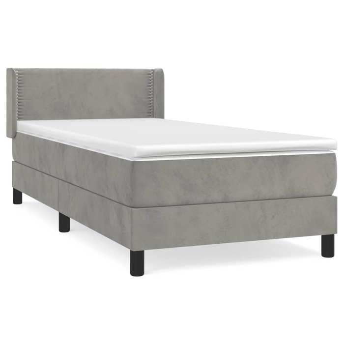 Maison Exclusive - Sommier à lattes de lit et matelas Gris clair 90x190 cm Velours