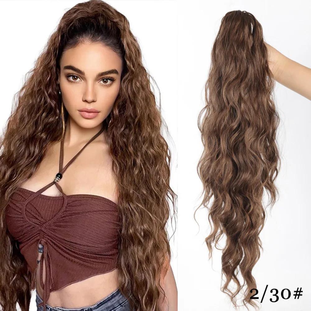 

Synthetic Ponytails Fashionable Water Ripple Wool Long Curly Hair Wig 66cm Women Personality High Ponytail Hair Extensions
