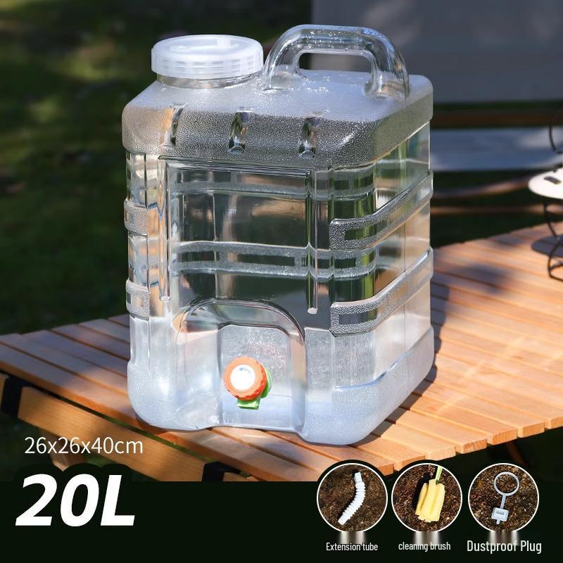 Großer transparenter Outdoor-Wassertank mit Hahn für Auto Reisen und Selbstfahrertouren.
