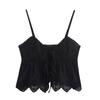 Kaslead New Women clothes Western Style Fashion Simple and Versatile Embroidery Sling Top 0881020