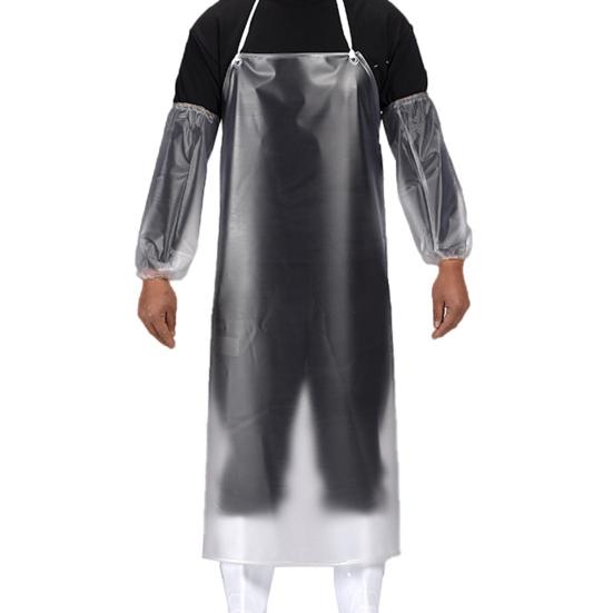 Waterproof Transparent PVC Back Tie Apron with Sleeves Kitchen Cooking Accessory прозрачный