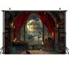 1 piece of medieval castle ghost witch Halloween party background cloth photography cloth - multi-purpose large wall decoration