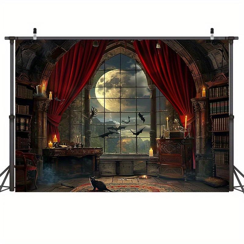 1 piece of medieval castle ghost witch Halloween party background cloth photography cloth - multi-purpose large wall decoration
