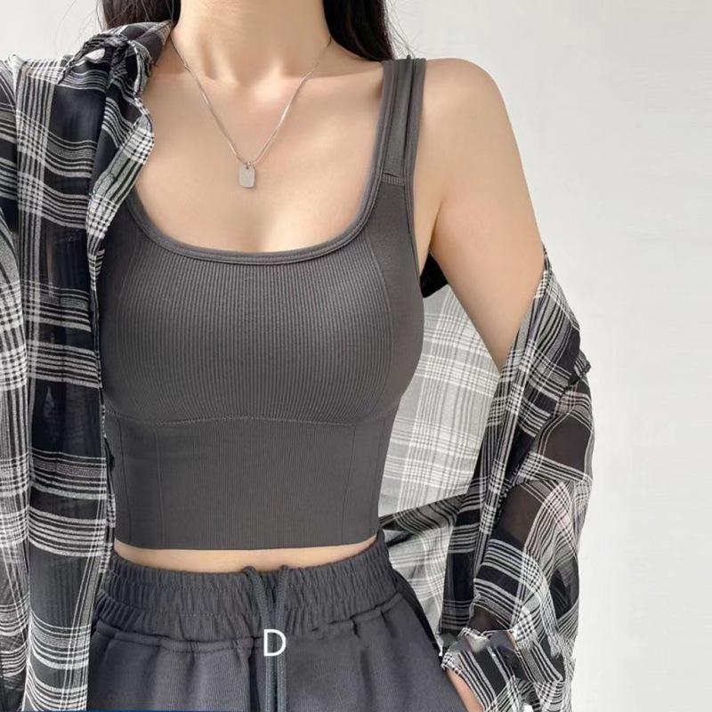 

Women s Trendy Crop Camisole with Chest Pad and Stylish Back Design - Short, Tight, Sleeveless Sports Top M 90-105 jin