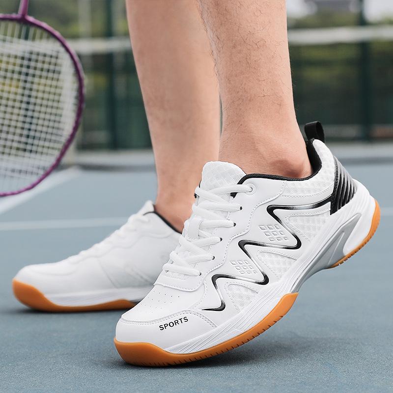 Professional Leather Sports Shoes for Men and Women: Plus Size Badminton, Table Tennis, and Tennis Training Shoes
