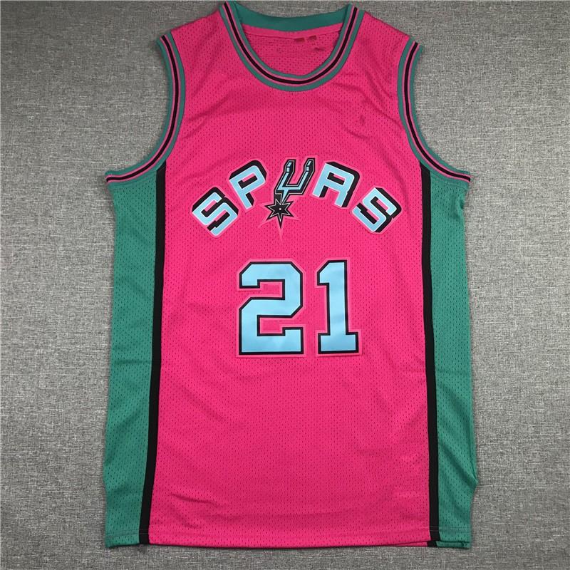 Men Women Basketball Jersey Tim Duncan Retro Spurs 21 Pink Modals Sportswear Training Game Wear