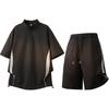 Unisex Casual Summer 2026 Sporty Two-Piece Set - Loose Fit Short-Sleeve Top & Pants