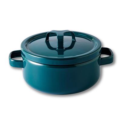 TakumiJAPAN Topf 20cm Eisen Grün Emaille Induktionsgeeignet Gasgeeignet Spülmaschinenfest 3L Gebraten gekocht gedämpft Lebensmittel Fleckenresistent Grüne Emaille