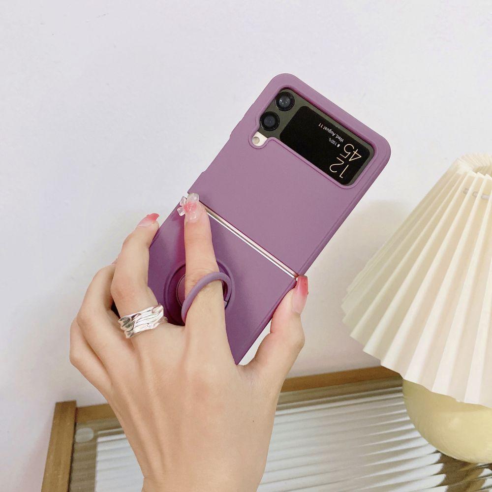 Frosted Skin -Friendly Fold Case For Samsung Galaxy Z Flip 4 Case Flip3 With Holder Shockproof Hard Back Cover For Samsung Zflip4