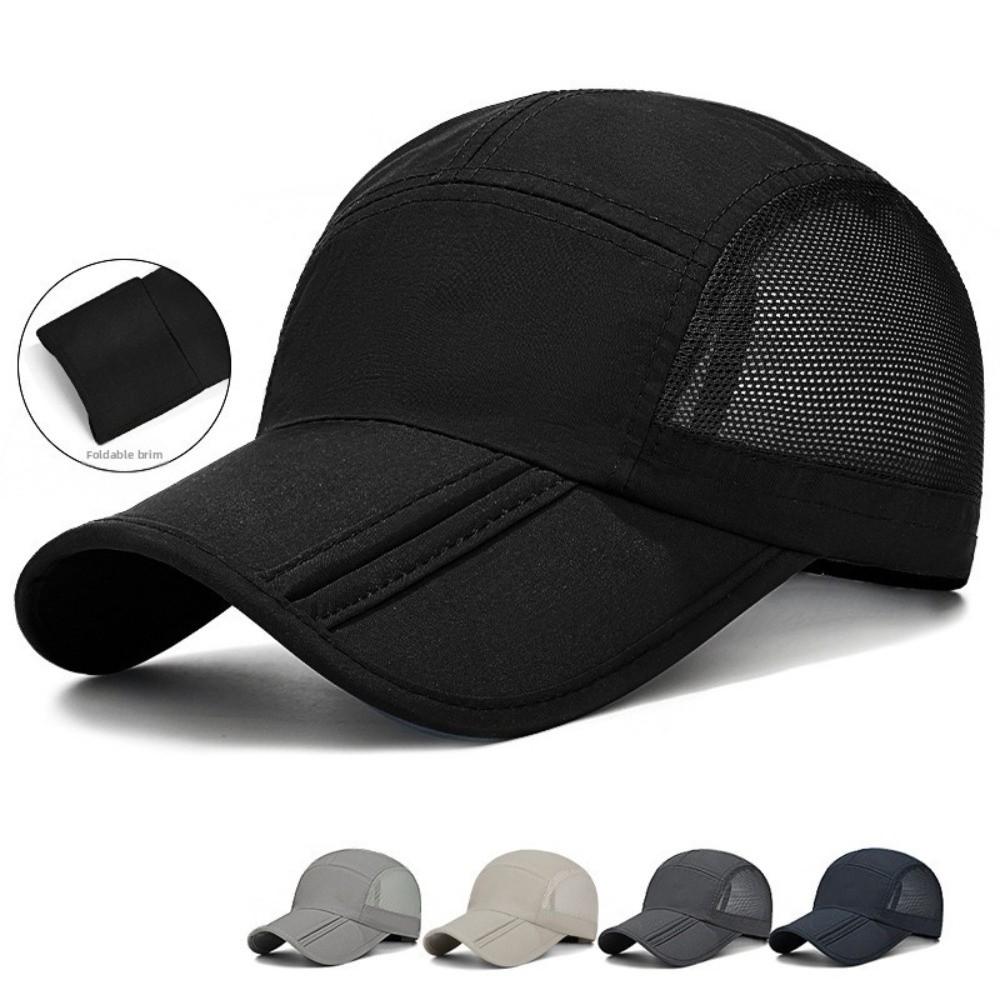 Quick Dry Outdoor Sun Hat Solid Color Sports Caps Breathable Baseball Cap Men