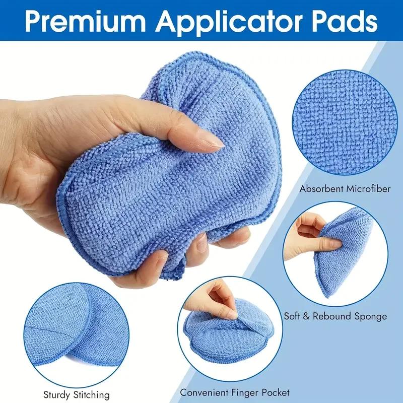Car Detailing Applicator Pads Car Care Waxing Polish Sponges Soft Microfiber Round Pocket Foam Sponges Car Cleaning Tools