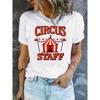 Women's Short Sleeve Crew Neck T-Shirt - Circus-Themed Letter Print Blouse-Compatible Top | Spring Summer Casual Wear