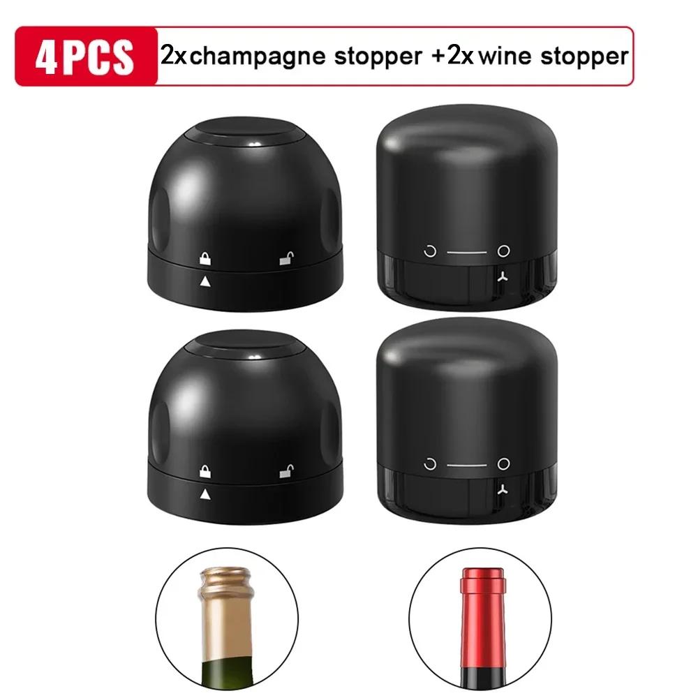 1/2/4 STÜCKE Vakuum Rotweinflaschenverschluss Silikonversiegelter Champagnerflaschenverschluss Vakuum Behält die Frische Weinstopfen Bar-Tools