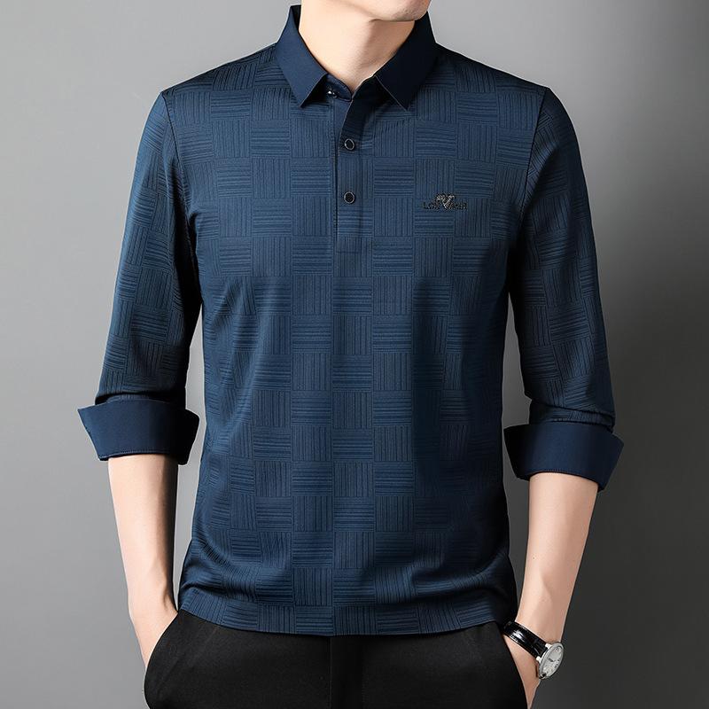 Футболка мужская весенне-осенняя модная бесшовная мужская повседневная рубашка с длинными — фото 7