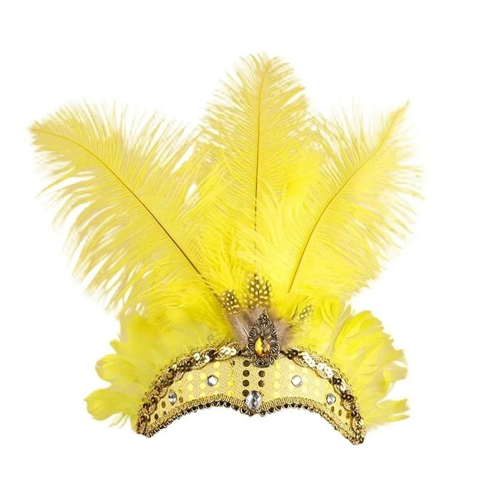 Exquisite Sequin Feather Headband Vintage Masquerade Hair Band  Dance Show