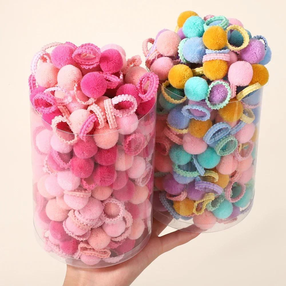 REGENBOGEN SCHLEIFEN 20 Stück Mädchen Bunte Plüschkugel Elastische Haarbänder Haargummis Zöpfe Gummibänder Kopfschmuck Haaraccessoires