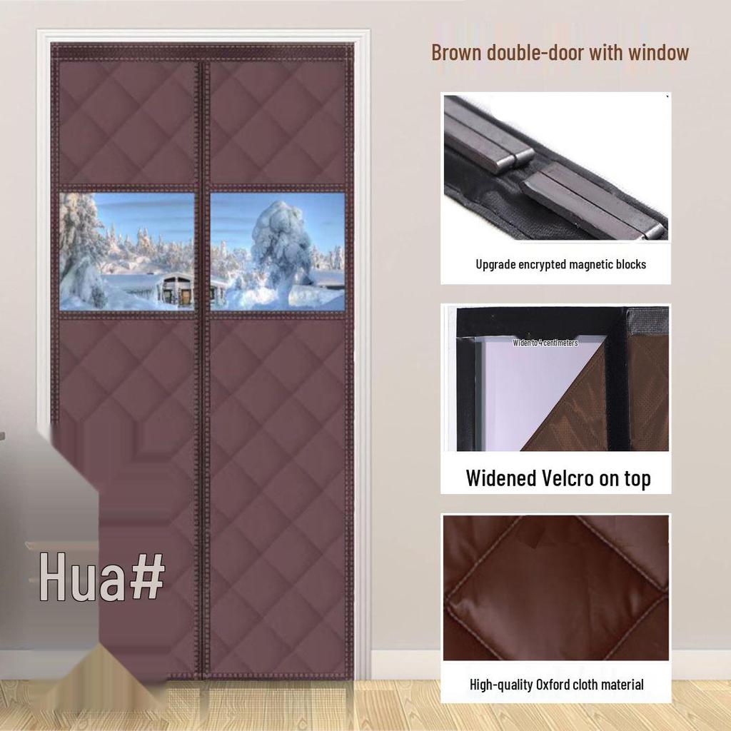 Winter Geïsoleerd Winddicht Katoenen Deurgordijn met Magnetische Zuiging - Warme Huis Airconditioning Barrière, Geen-Boor Scheidingswand Installatie