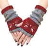 Winterhandschuhe Halbfinger Fahrhandschuhe Gestrickte Fingerlose Handschuhe Katzenstickerei Outdoor Handwärmer Warme Offene Fingerhandschuhe