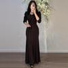 European & American Women's Autumn 2025 U-neck Slim-fit Sweater with Lace-up Hip-Hugging Skirt
