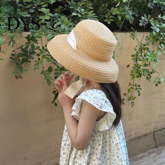 Sunshade Hat for Daily Wear Straw Sun Hats Kids, UV Protection Fishing Hat, Wide Brim Bucket with Ribbon, Breathable Summer Outdoor Beach Travel