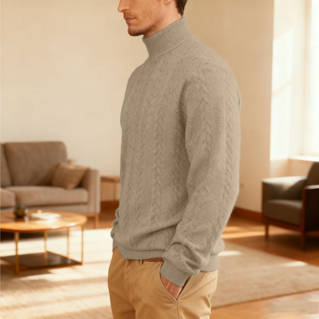 New Arrival Plus Size Men's High-Neck Sweatshirt Heavyweight Textured Jacquard Casual Thermal Sweatshirt