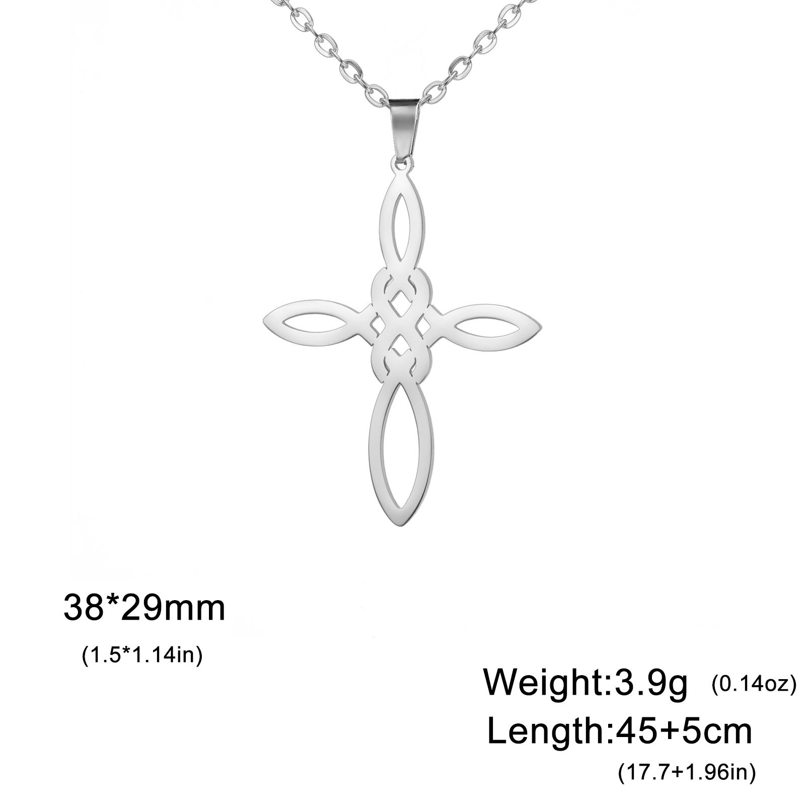 

Witch Knot Necklace Women Cross Pendant Stainless Steel Jewelry on the Neck Elegant Accessories Charm New Year Christmas Gifts