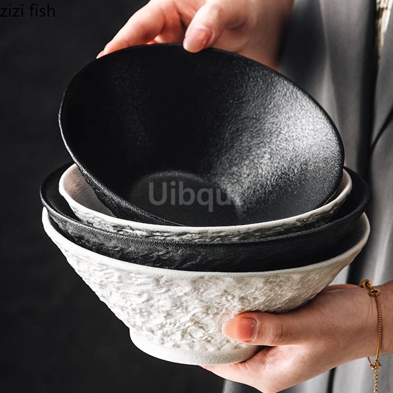 white black Stone Patterned Ceramic Bowl Pasta Bowl Thick Soup Bowl Salad Bowls Dessert Bowls Restaurant Specialty Tableware