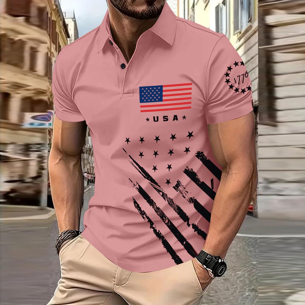 Men's  Golf Shirt Casual Sports V Neck Ribbed  Collar Short Sleeve Fashion Casual Solid Color Plain Spring & Summer Regular Fit