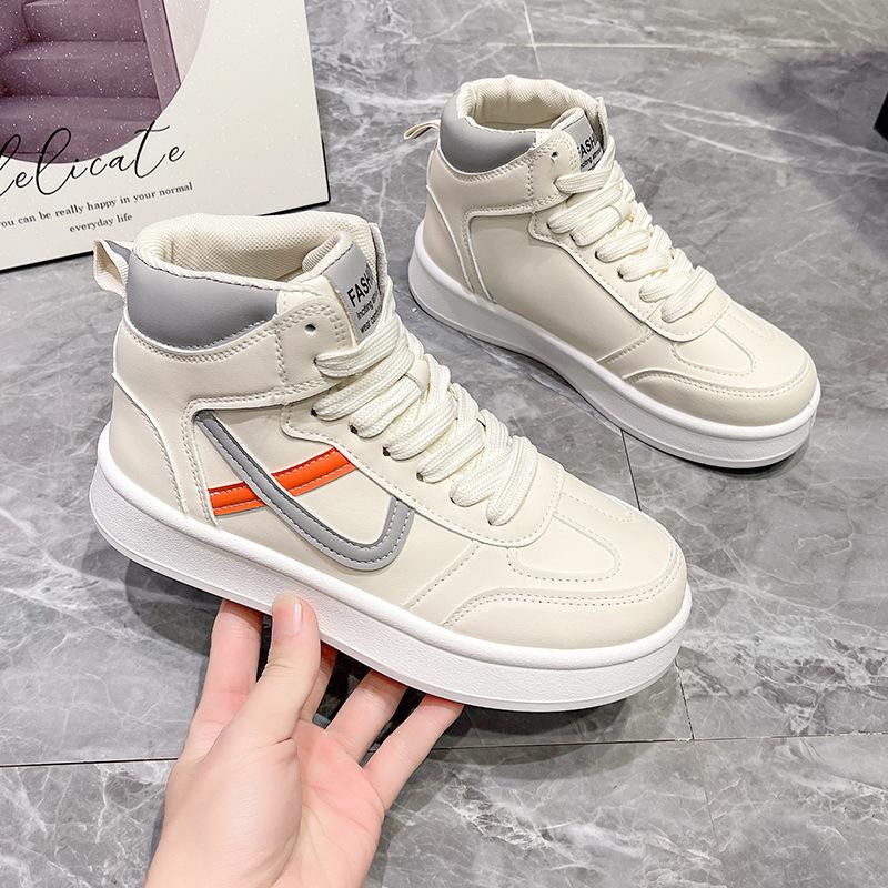 

Весенне-летняя новая женская обувь кожаная поверхность универсальная повседневная одинарная обувь белая обувь удобная нескользящая студенческая обувь дышащая плоская 35 бежевый