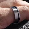 New Vintage 8mm Black Pattern Ring for Men and Women