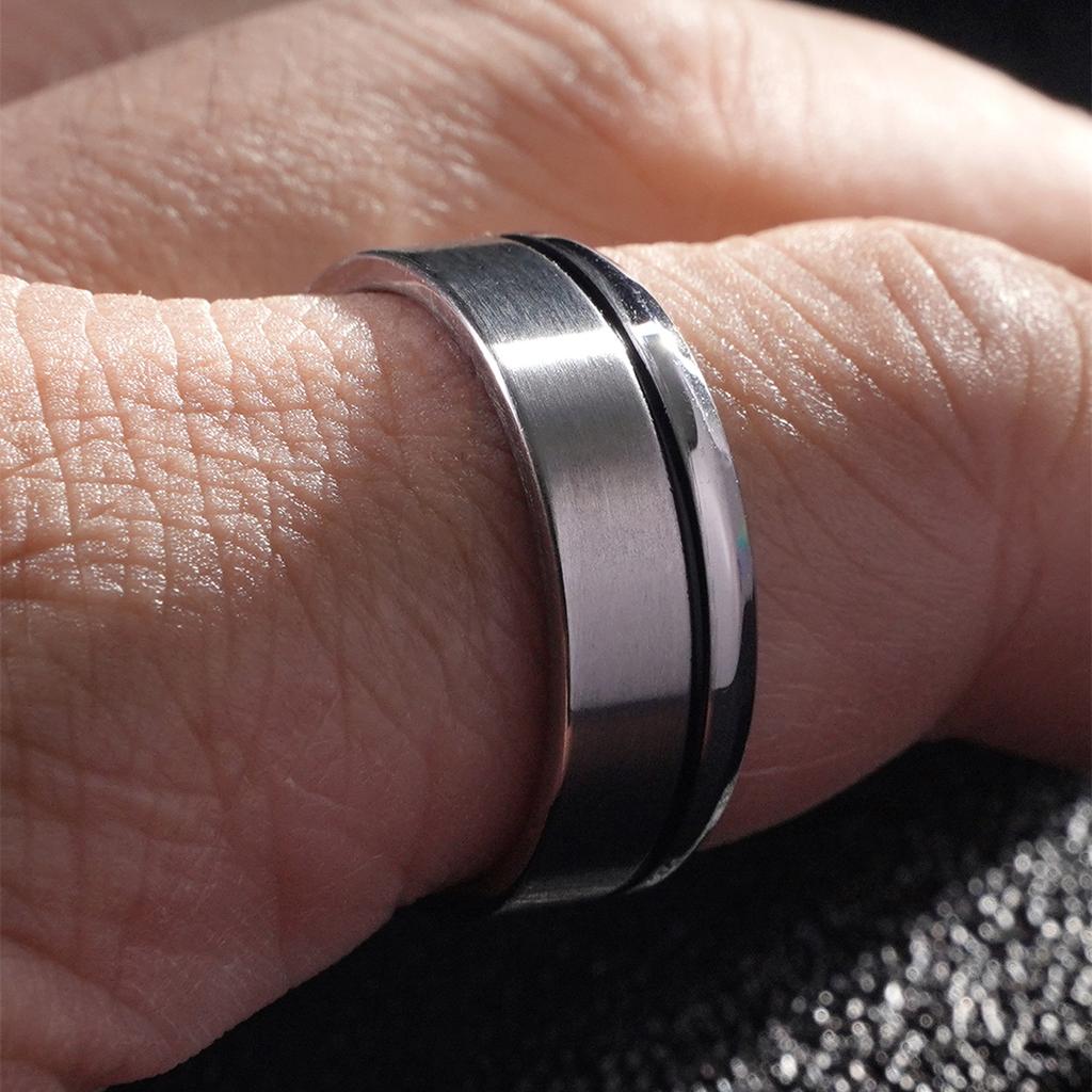 New Vintage 8mm Black Pattern Ring for Men and Women