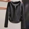 Damen Fake Zweiteiler Langarm-T-Shirt - Früher Herbst 2025, Schlankmachende High-End Innenlage, Kurzes Oberteil