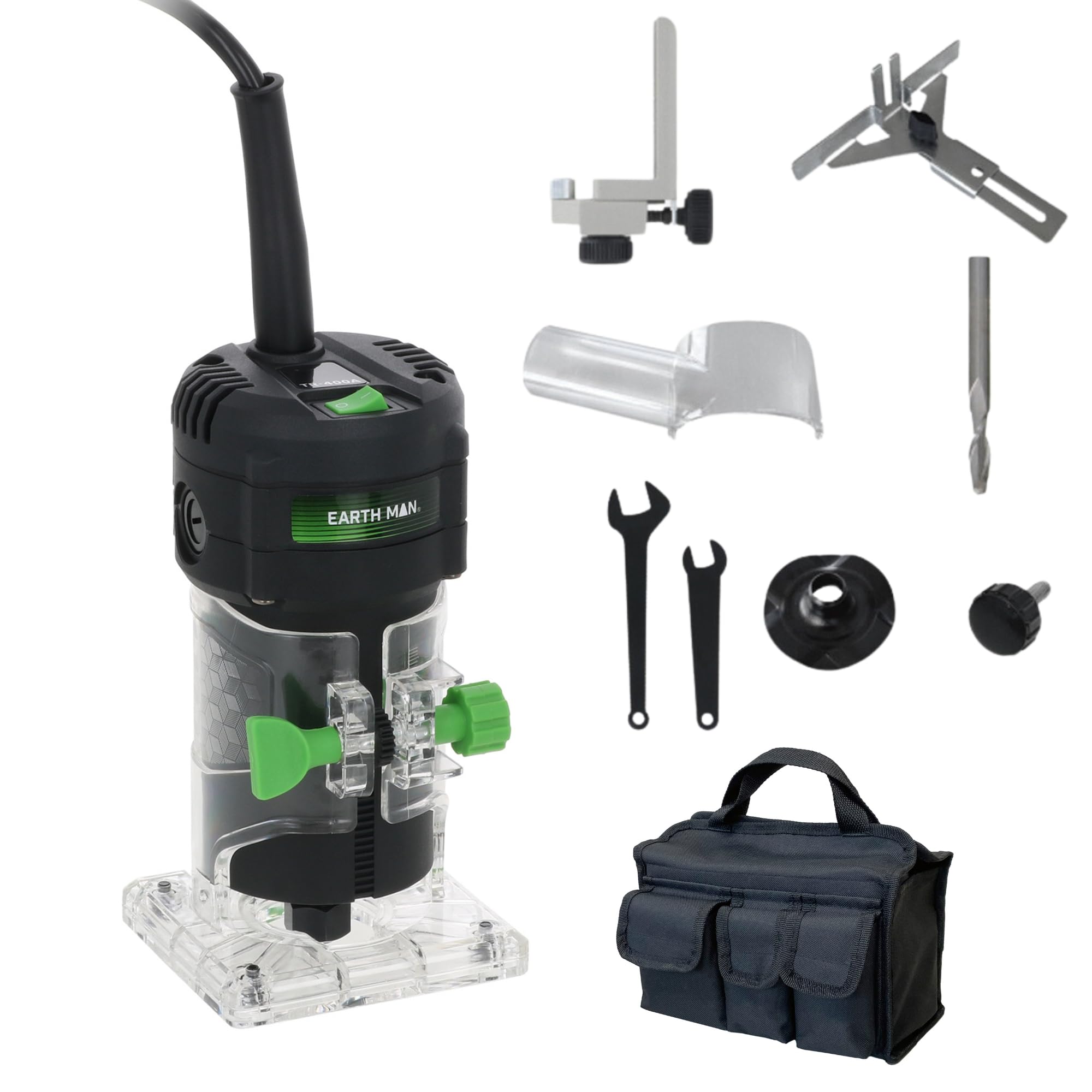 

Takagi EARTH MAN Corded Electric Trimmer with Soft Spiral Depth Clear Vacuum and 2m Power TR-400A Start, Bit, Adjustment, Base, Adapter, Cord.