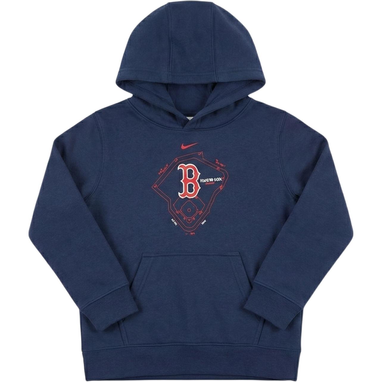 Nike × MLB Hoodie Boston Red Sox Casual Comfortable Breathable Skin-Friendly Pullover Hooded Long Sleeve Fleece Kids hoodies 3Z3B3SBF7-BOS L