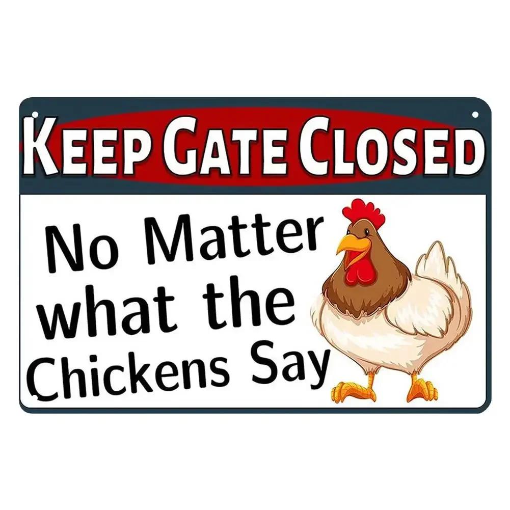 Vintage Tin Sign - Home Is Where the Chickens Are - Metal Signs Funny for Farmhouse Decor - Metal Wall Art for Chicken Coop