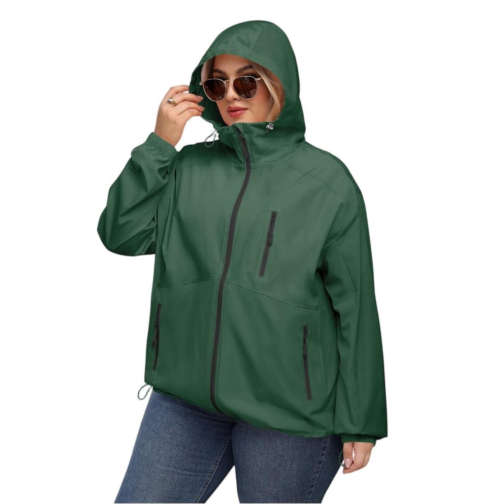 Women's Solid-color Hooded Long-sleeved Windbreaker, Mountaineering Sports Windbreaker, Jacket And Top