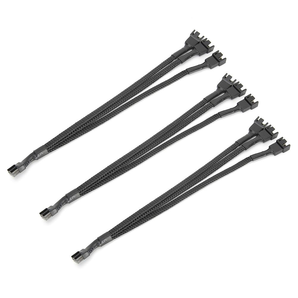 3Pcs Extension Cable 1 To 3 Way Splitter Sleeved 4Pin To 4Pin 3Pin 3Pin Adapter