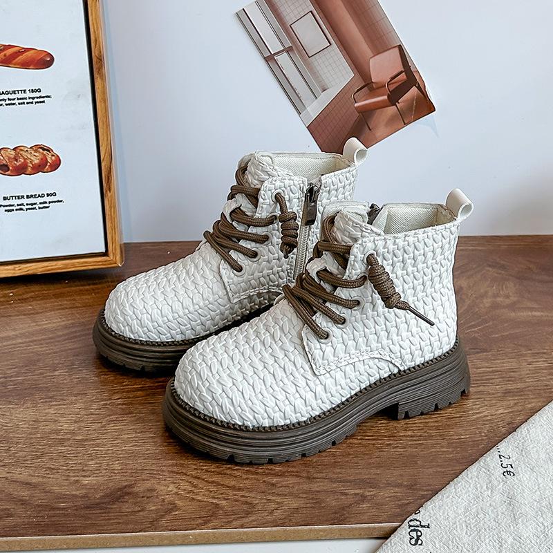 

Детские ботинки Мартин 2025 осень новые для мальчиков и девочек плетеные в иностранном стиле с боковой молнией одинарные ботинки студенческие в британском стиле кожаные ботинки 26