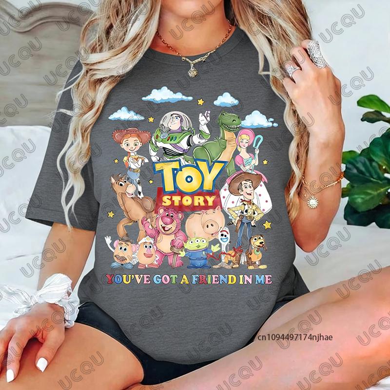 Toy Story You Have a Friend in Me Print Cotton WoUnisex T Shirt Summer Short Sleeve Tees Casual Oversized Unisex Tops