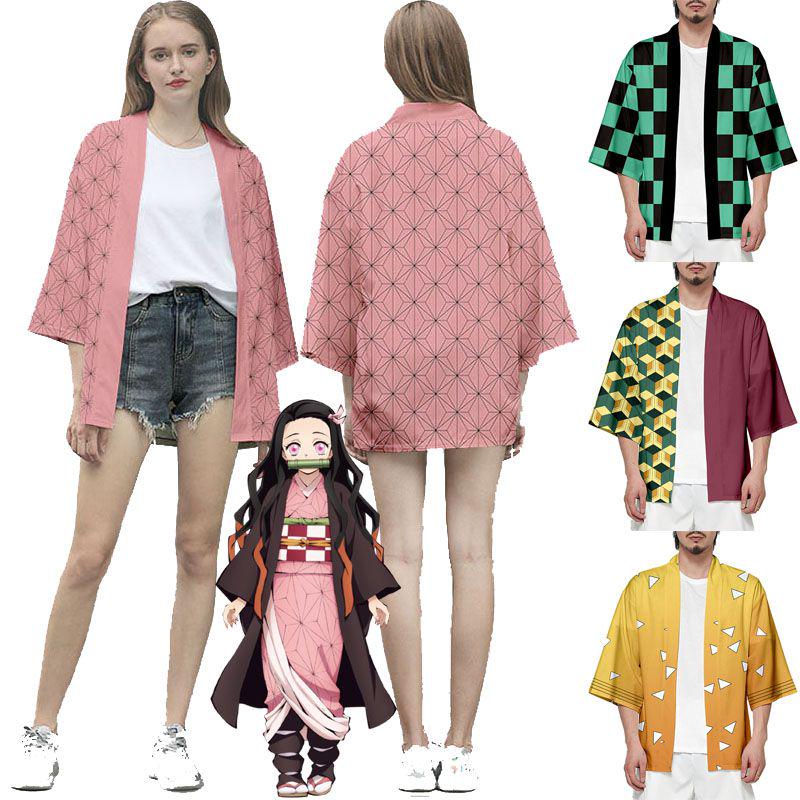 Anime Demon Slayer Kimetsu No Yaiba Kamado Nezuko Cosplay Loose Haori Coat Tops