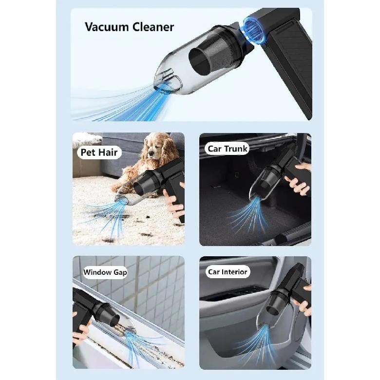 STLFPortable Cordless Car Vacuum Cleaner Mini Handheld Air Duster with Multi-Nozzles Dry Cleaning Tool for Cars Pets Homes