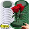 Blocco Rotondo di Spugna Floreale Verde con Vaschetta per Fiori Freschi e Artificiali Kit Fai-da-te per Composizioni Floreali Decorazione Compleanno Matrimonio Festa