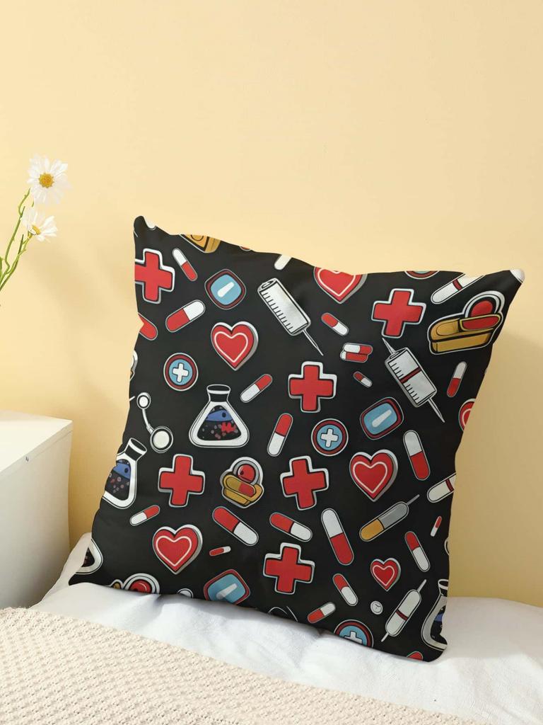 Medical Elements Print Throw Pillow Cover, Cushion Case For Sofa Bedroom Living Room Couch Bed Office Chair Home Decor
