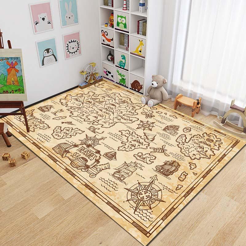 15 Sizes Antique Pirate Treasure Map Carpet Rug for Bedroom Living Room Boho Decor Children's Crawling Mat College Dorm Decor