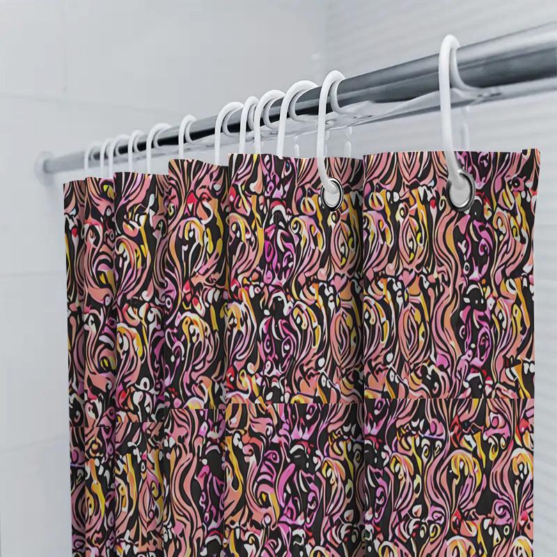 Black Pink Bath Mat Decorative Shower Curtain Set Waterproof for Bathroom Liner 3D Printed Design Home Decoration Accessories