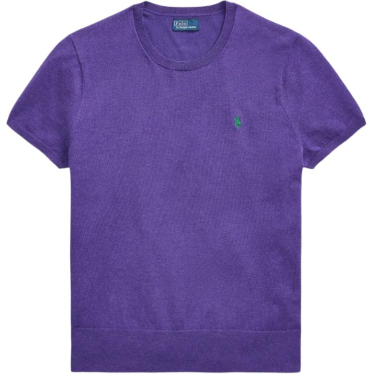 

Polo Ralph Lauren FW24 Solid Color Logo Embroidered Loose Short Sleeve Knit Top Women tops Purple WMPOSWENC020997-500 S