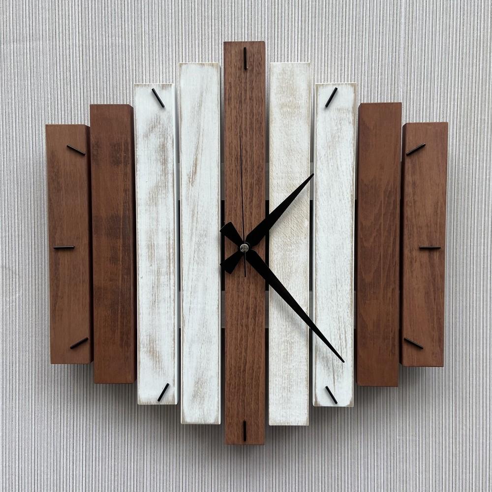 

Dizayn Настенные часы из натурального дерева с геометрическим рисунком 40х40 см
