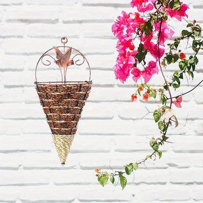 1PC Vintage Flower Arrangement Home Decor Wall-mounted Cone Shaped Flower Basket Plant Holder