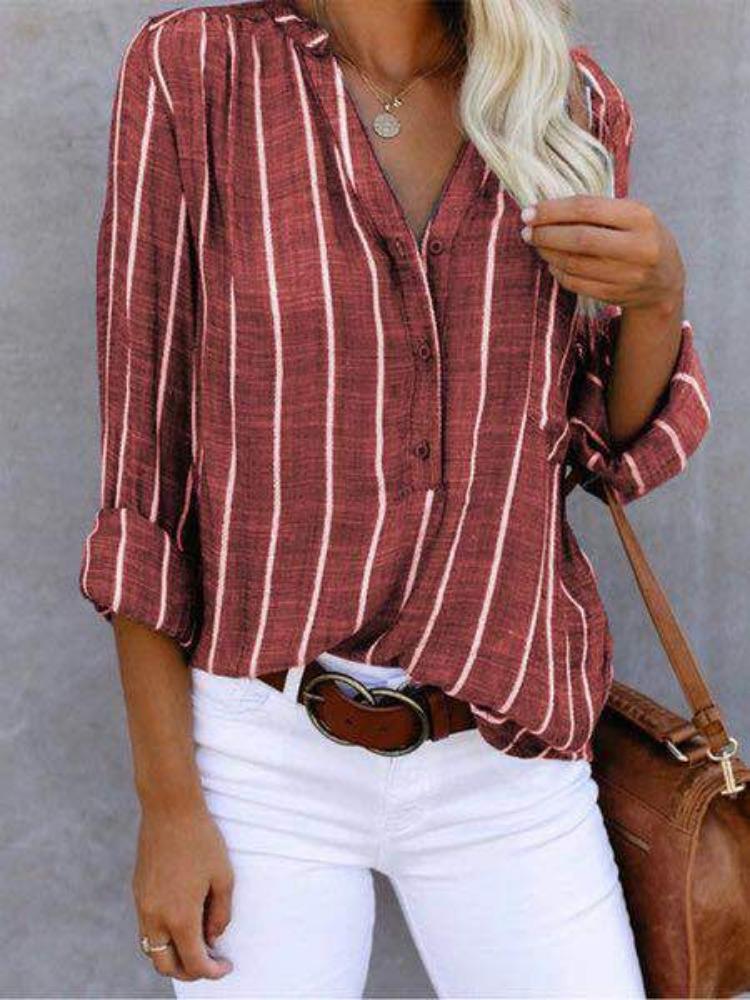 Simple and Stylish Printed Striped Shirt for Women