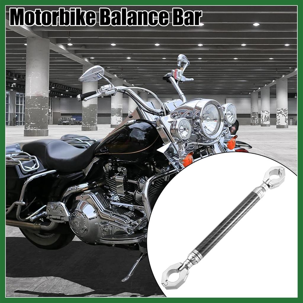 Motoforti Universal 22mm Aluminum Alloy Carbon Fiber Pattern Silver Tone Motorcycle Balance Bar Crossbar Handlebar Adjustable Motorbike Accessories